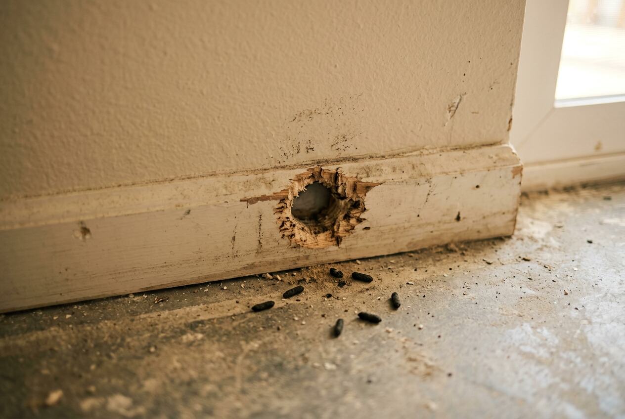 Rodent entry point and droppings